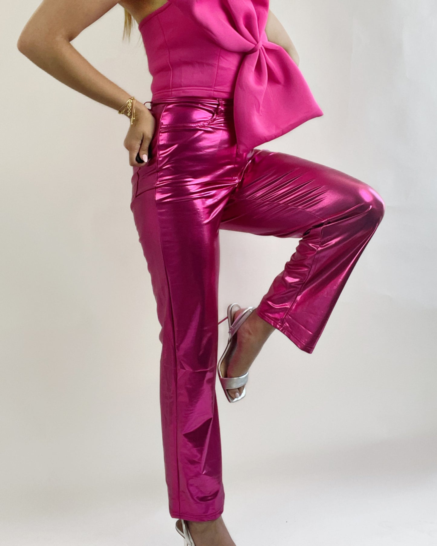 Pink Metallic Jeans