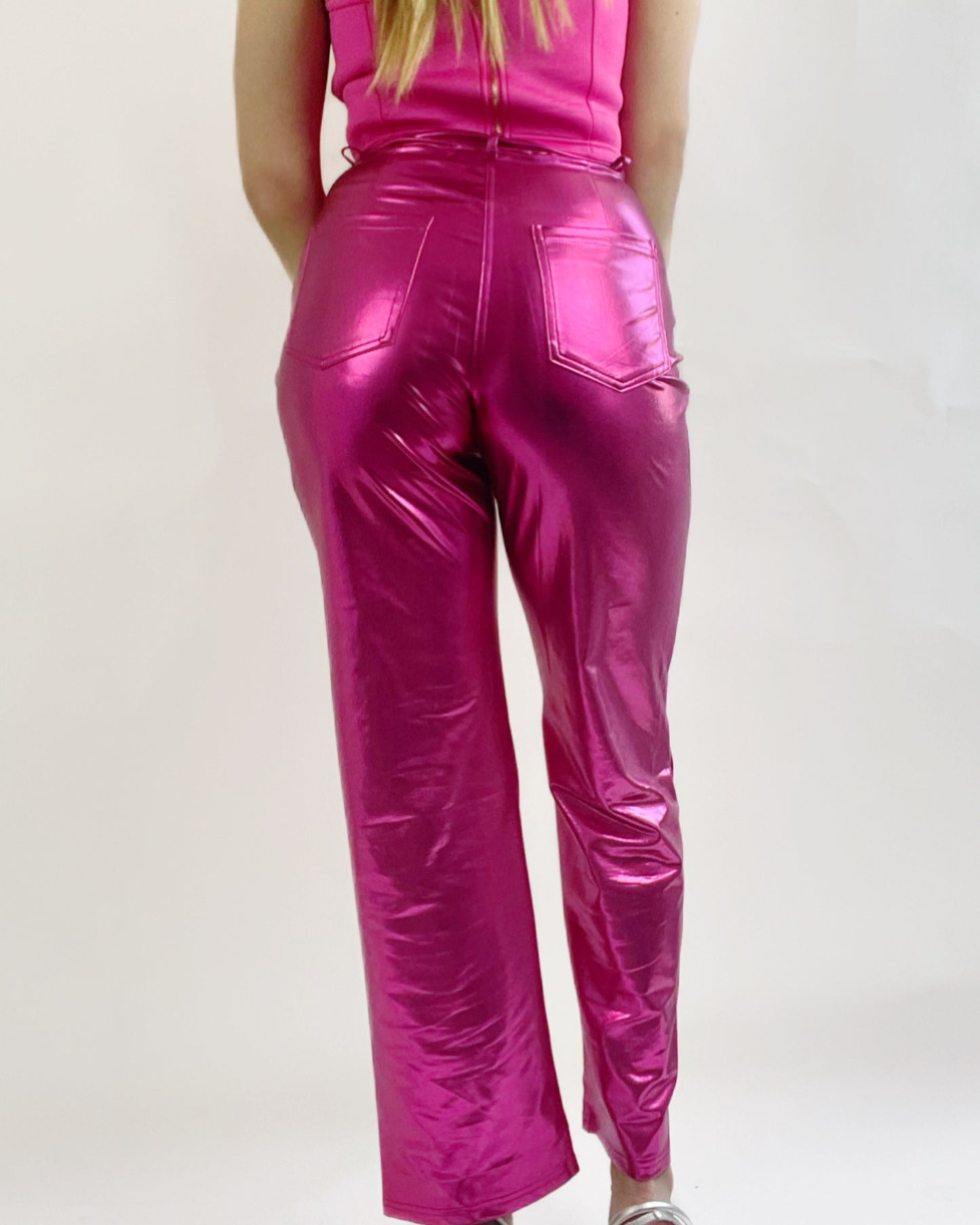 Pink Metallic Jeans