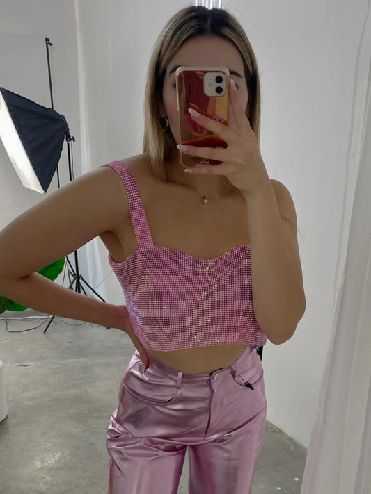 Shiny pink top